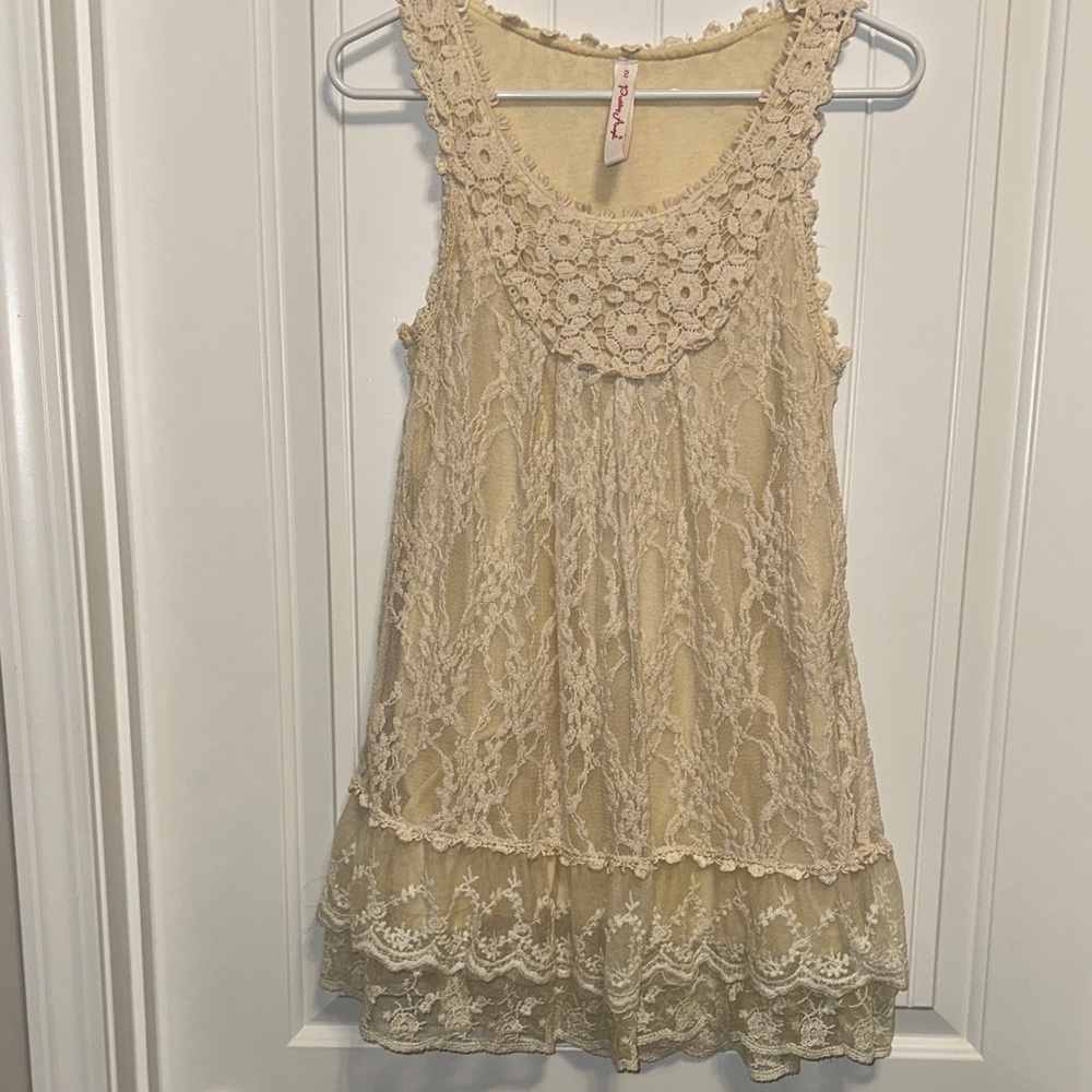 Pretty Angel Beige Lace Mini Dress